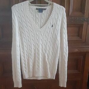 Ralph Lauren Women's M Cream V-Neck Sweater